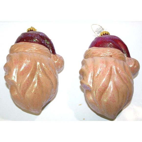 Holiday Time Santa Claus Full Face Blow Mold Hanging Gold Ornament 7.5"x5" Lot 2 - Picture 4 of 7